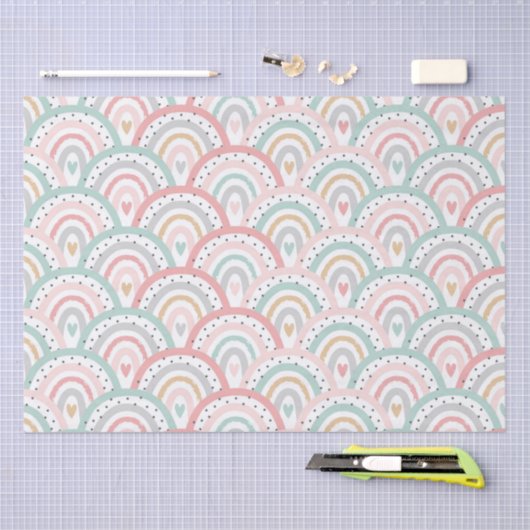 Whimsical Witte regenbogen en harten pastel Tissuepapier (Craft)