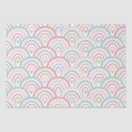 Whimsical Witte regenbogen en harten pastel Tissuepapier (Voorkant)