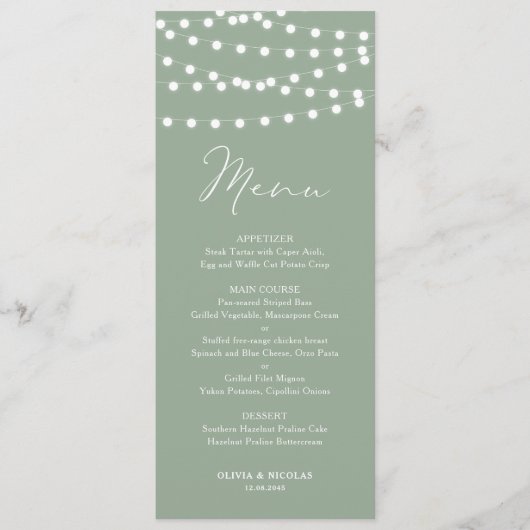 Whimsical Witte Sprookjeslichten Wijze Groene Brui Menu (Voorkant)