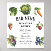 Whimsical Witte Tuin Baby Shower Bar Menu Poster (Voorkant)