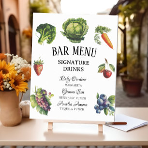 Whimsical Witte Tuin Baby Shower Bar Menu Poster