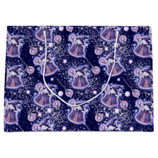 Whimsical Wizard Cat Gift Bag | hemelse fantasie Groot Cadeauzakje