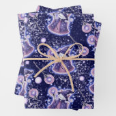 Whimsical Wizard Cat Gift Wrap | hemelse fantasie Inpakpapier Vel (In situ)