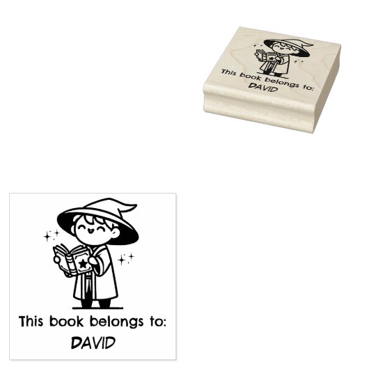 Whimsical Wizard "Dit boek behoort toe" Rubberstempel (Gestempeld)