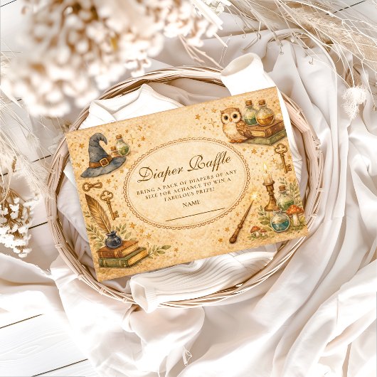 Whimsical Wizard Magic Diapper Raffle Informatiekaartje