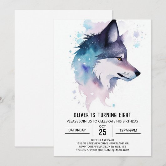 Whimsical Wolf Cub's Verjaardag Kaart (Voorkant / Achterkant)