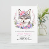 Whimsical Wolf Dreams onthuld meisje Baby shower Kaart (Staand voorkant)