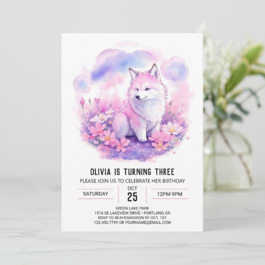 Whimsical Wolf Forest Verjaardag Kaart (Staand voorkant)