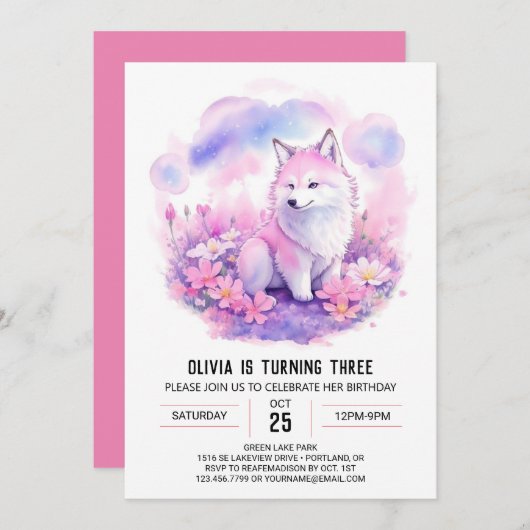 Whimsical Wolf Forest Verjaardag Kaart (Voorkant / Achterkant)