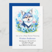 Whimsical Wolf Schattigee Waterverf Jongen Baby sh Kaart (Voorkant / Achterkant)