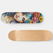 Whimsical Woman's Face Floral Persoonlijk Skateboard (Horizontaal)