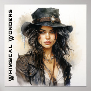 Whimsical Wonder Steampunk Jonge Vrouw  Poster