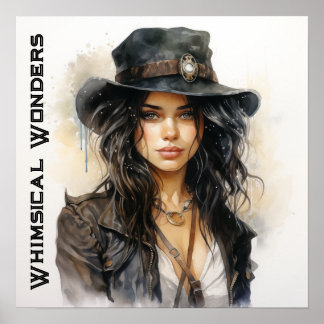 Whimsical Wonder Steampunk Jonge Vrouw  Poster