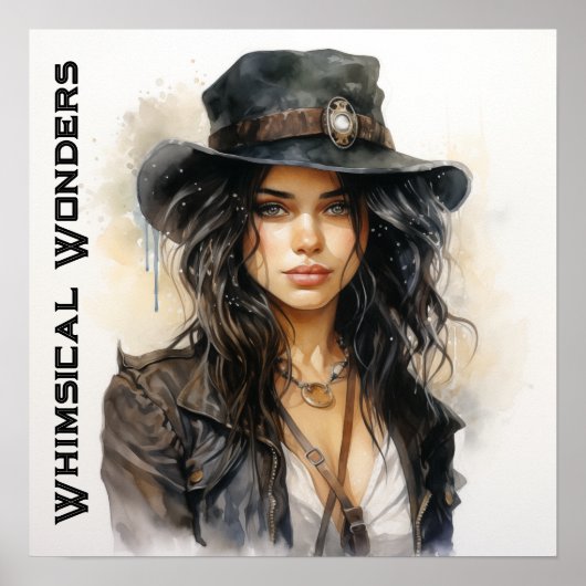 Whimsical Wonder Steampunk Jonge Vrouw  Poster (Voorkant)