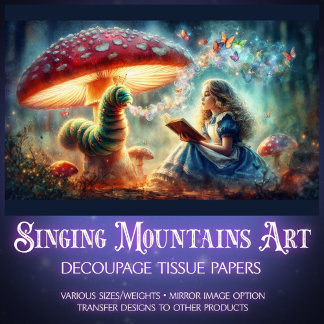 Whimsical Wonderland Alice Caterpillar Decoupage Tissuepapier