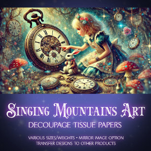 Whimsical Wonderland horloges Toadstools Decoupage Tissuepapier