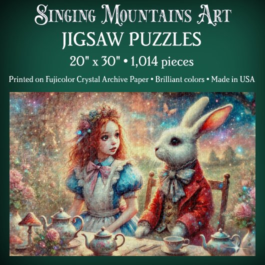 Whimsical Wonderland Illustration Alice & Rabbit Legpuzzel