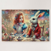 Whimsical Wonderland Illustration Alice & Rabbit Legpuzzel (Horizontaal)