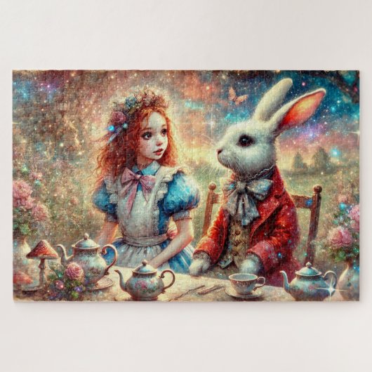 Whimsical Wonderland Illustration Alice & Rabbit Legpuzzel (Horizontaal)