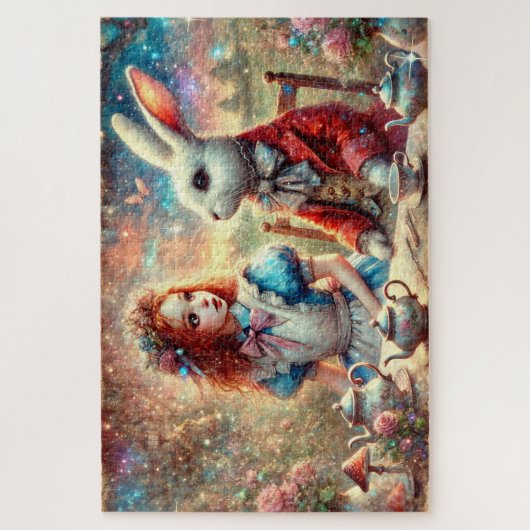 Whimsical Wonderland Illustration Alice & Rabbit Legpuzzel (Verticaal)