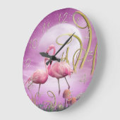 Whimsical Wonderland Pink Flamingos Clock Grote Klok (Hoek)
