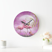 Whimsical Wonderland Pink Flamingos Clock Grote Klok (Huis)