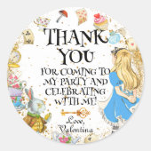 Whimsical Wonderland Tea Party Alice Bedankt Ronde Sticker (Voorkant)