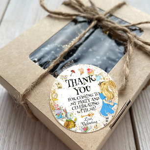 Whimsical Wonderland Tea Party Alice Bedankt Ronde Sticker