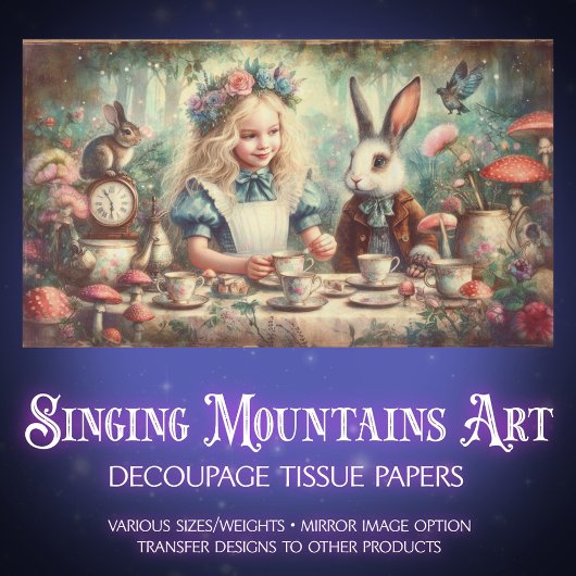 Whimsical Wonderland Tea Party Decoupage Tissuepapier