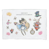 Whimsical Wonderland Tea Party White Pillowcase Kussensloop (Voorkant)