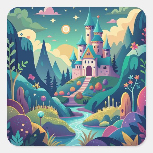 Whimsical Wonderland Vierkante Sticker (Voorkant)