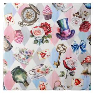Whimsical Wonderland Watercolor Victoriaans Patroo Tegeltje