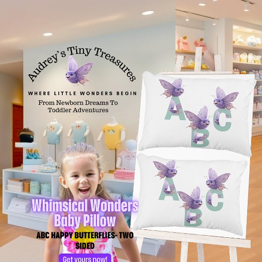 Whimsical Wonders ABC Butterfly Baby Pillow Accent Kussen