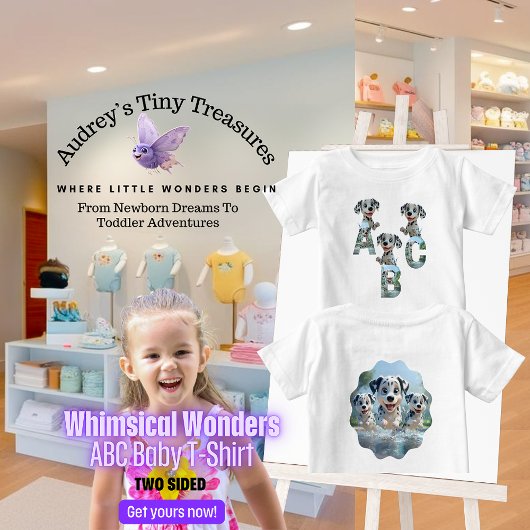 Whimsical Wonders Baby ABC T-shirt met korte mouwe