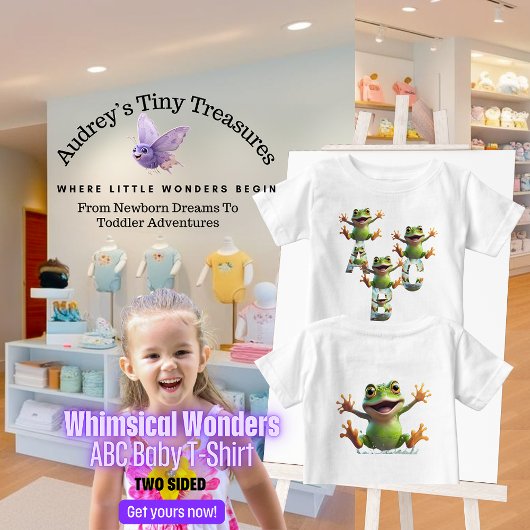 Whimsical Wonders Baby ABC T-shirt met korte mouwe