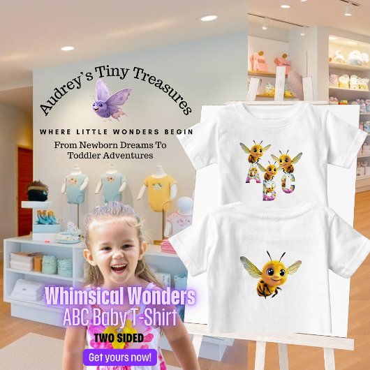 Whimsical Wonders Baby ABC T-shirt met korte mouwe