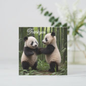 Whimsical Wonders: Baby-panda's spelen in het bos Bedankkaart (Staand voorkant)