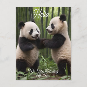 Whimsical Wonders: Baby-panda's spelen in het bos Briefkaart