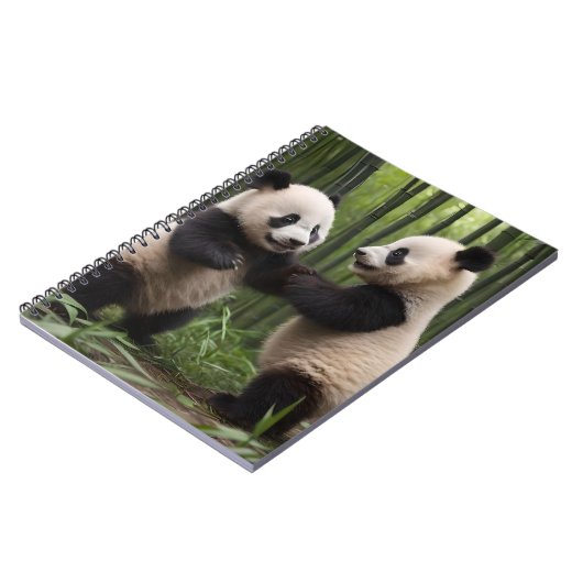 Whimsical Wonders: Baby-panda's spelen in het bos Notitieboek (Linkerzijde)