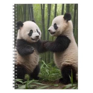 Whimsical Wonders: Baby-panda's spelen in het bos Notitieboek