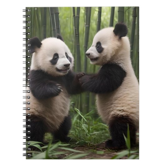 Whimsical Wonders: Baby-panda's spelen in het bos Notitieboek (Voorkant)