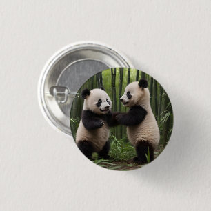 Whimsical Wonders: Baby-panda's spelen in het bos Ronde Button 3,2 Cm