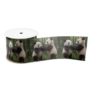 Whimsical Wonders: Baby-panda's spelen in het bos Satijnen Lint