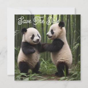 Whimsical Wonders: Baby-panda's spelen in het bos Save The Date