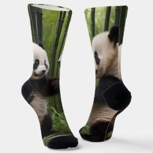 Whimsical Wonders: Baby-panda's spelen in het bos, Sokken