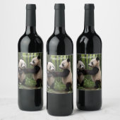 Whimsical Wonders: Baby-panda's spelen in het bos Wijn Etiket (Flessen)