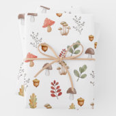 Whimsical Woodland Acorn laat paddenstoel Inpakpapier Vel (In situ)