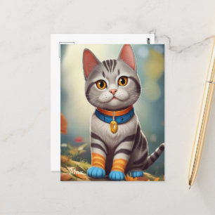 Whimsical Woodland America Shorthair Cat Briefkaart