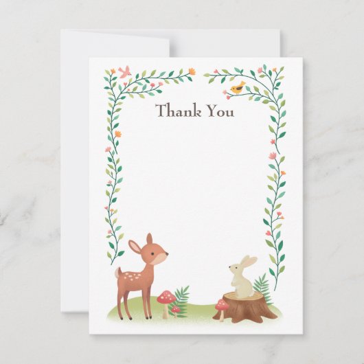 Whimsical Woodland Animal Bedankkaart (Voorkant)