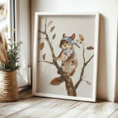 Whimsical Woodland Animal Painting Rustieke Eekhoo Poster